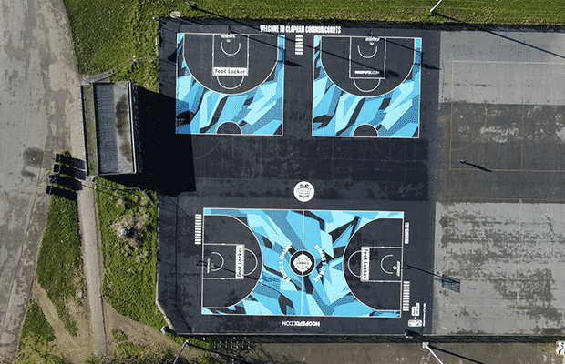 Clapham Common basketball courts aerial