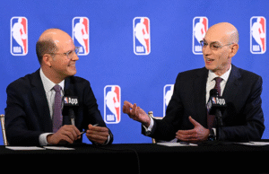 FIBA Secretary General Andreas Zagklis and NBA Commissioner Adam Silver