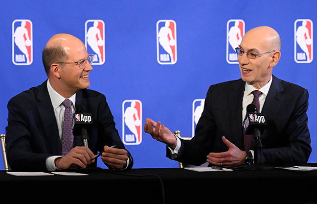 FIBA Secretary General Andreas Zagklis and NBA Commissioner Adam Silver